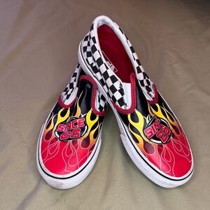 Vans Flame and Checked Print Kids Size 5